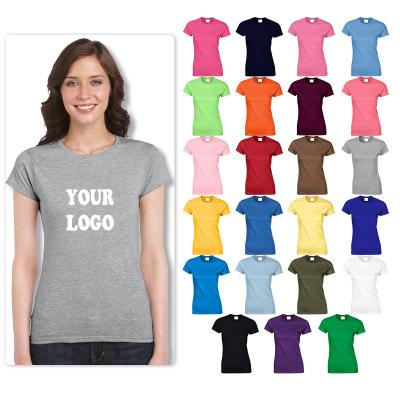 China Anti-Wrinkle Women's USA Size DIY T-shirts Oversized Women Shirts Plus Size Custom Logo 100% Cotton O-Neck T-Shirt For Women for sale