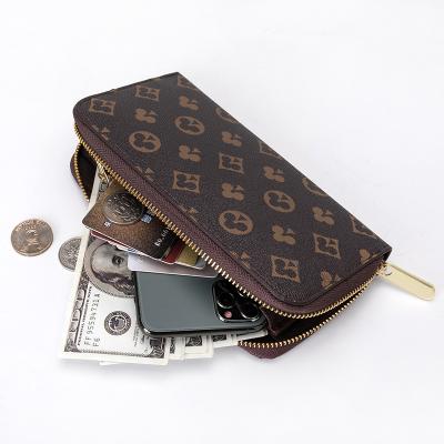 China High Quality Retro Style Pattern Zipper Printing ID Card Holder Business Single Layer Small Leisure Holder Anti-theft Wallet Clutch for sale