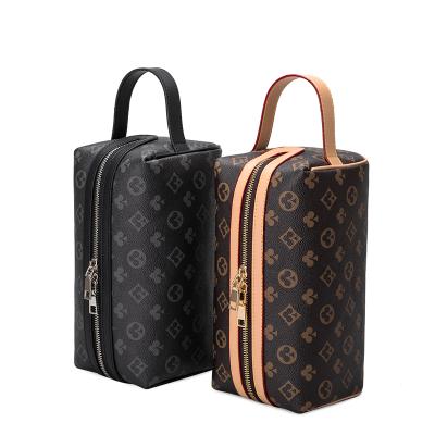 China High Quality Vintage Classic Flower Prints Leather Daily Travel Vegan Bag Makeup Monogram Cosmetic Bag for sale