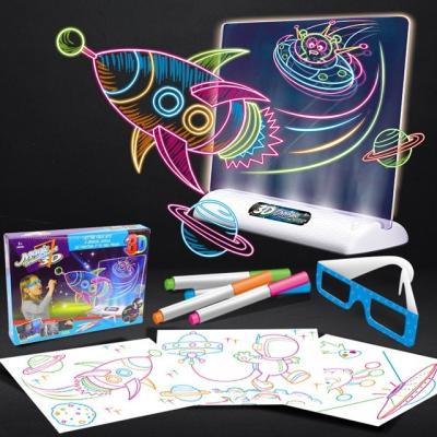 China 2021 3D drawing board inscription board graffiti fluorescent magic light board small gifts for kids big size 25*21*5.5cm for sale