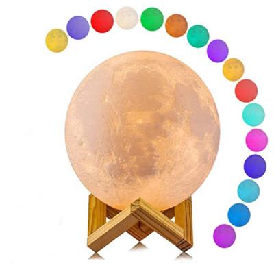 China Night Lamp 16 Colors 3D Printing Moon Lamp Touch And Remote Control With Battery for sale