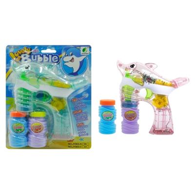 China Game Games Soap Shape Shark Transparent Animal Water Bottle Bubbles Gun Toys With Music Four-lamp for sale