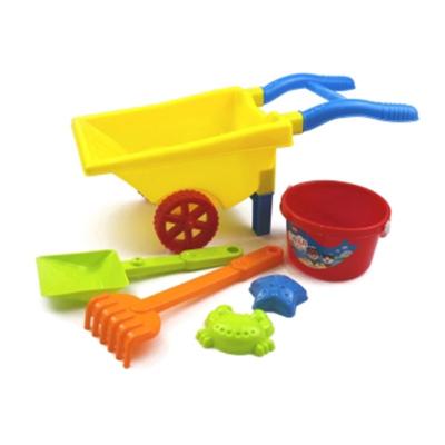 China Wholesale Kids Plastic Sand Beach Summer Toys 6 PCS Beach Cart Set Toy TBE1596 for sale