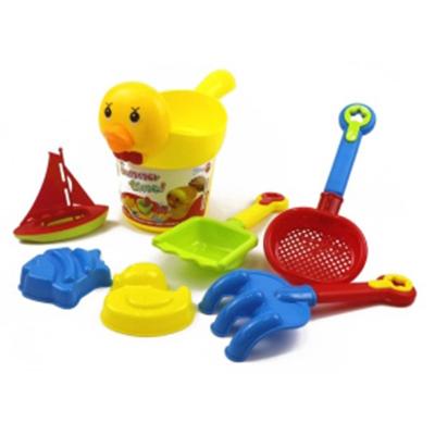 China Wholesale Kids Sand Beach Plastic Summer Toys 7 PCS Beach Duck Bucket Set Toy TBE1550 for sale