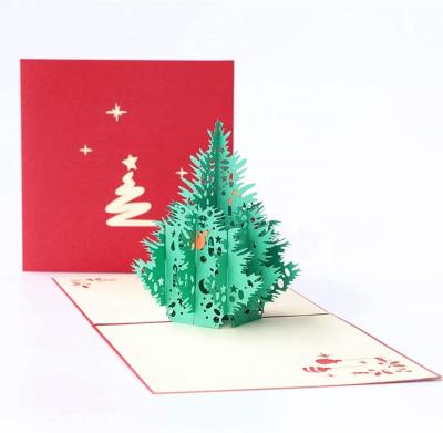 China China Customized Your Logo Merry Christmas Tree 3D Gift Card Pop Up Card For Blank Greeting Card for sale