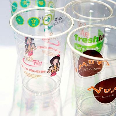 China Custom Beverage PET/PLA/PP Clear Logo Cup 5oz 6oz 7oz 8oz 9oz 10oz 12oz 14oz 15oz 16oz 20oz 22oz 24oz 32oz for sale