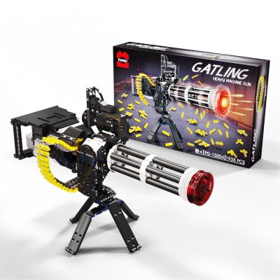 China Building Toy Happy Build Page 15004 1935 Pieces Turning Bracket Assembled Building Blocks Electric Launch Gatling Machine Gun Children's Toy for sale