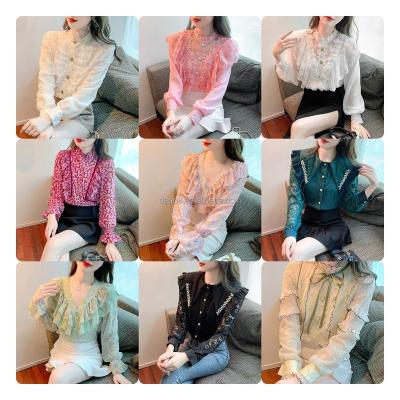 China Wholesale price fashion women's anti-shrink chiffon long sleeve blouse high quality elegant silk blouse manufacturers for sale