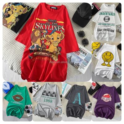 China spring and summer 2023 Anti-wrinkle designers sell cartoon letter printed loose casual T-shirts women's T wholesale for sale