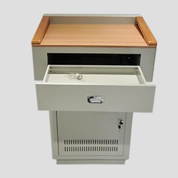 China 2019 new simple multimedia platform to buy wooden podium for classroom lecturer solid wood fire board material à venda