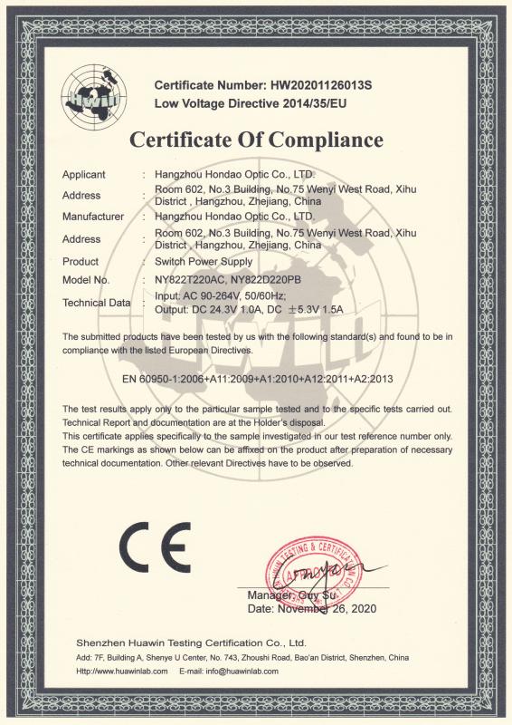 CE - Hangzhou Hondao Optic Co., Ltd.