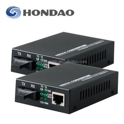 China Hondao Converter rg6 rf Analog to SC Rj45 Connector 10/100M Dual Fiber Singlemode 20KM SC Media Converter Fiber SFP Fiber Optic Media Converter for sale