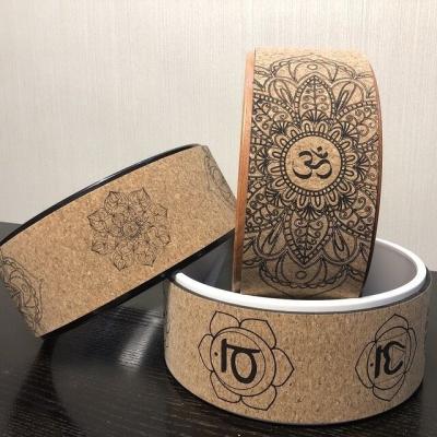 China High Quality Custom Printing Label Fitness Yoga Melors Eco-friendly Cork Yoga Wheel For Pilates Yoga Exercise Wheel for sale