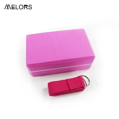 China Melors Factory Wholesale Non-Toxic Washable Durable Durable EVA Anti-Slip Foam Polyester Cotton Yoga Block And Yoga Band Set for sale