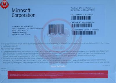 Chine Bit bit/64 original de la clé 32 de la victoire 7 de Dell Lizenzkey de clé de produit de Coa de Microsoft à vendre