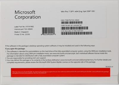 China Versión lingüística inglesa del favorable del OEM del triunfo 10 de la licencia de Windows del paquete software de Windows 7 en venta