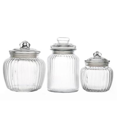 China Factory Wholesale Food Glassware Customize High Quality Airtight Food Storage Cookie Candy Cap Glass Jar for sale