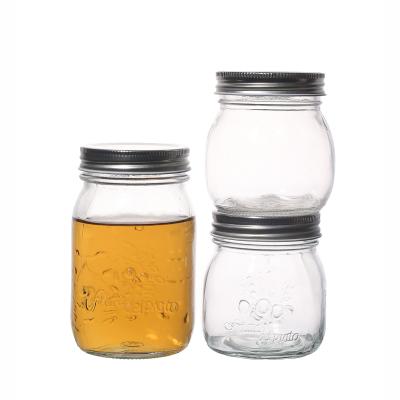 China High Quality Clear Round 150ml 300ml 500ml 1000ml Canned Food Customize Glass Food Storage Jars With Lids for sale