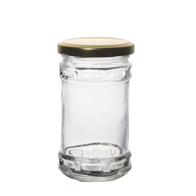 China Clear Round Metal Beverage KDG Lids Customize 200ml 220ml Sauce Storage Container Glass Jars And Bottles for sale