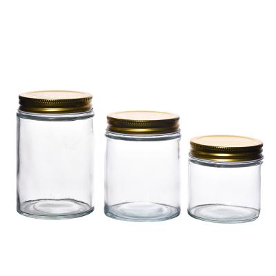 China Customized Flint Glassware 100ml 180ml 280ml 380ml Canned Food Cookie Glass Jam Jar Pudding Packaging Jars for sale