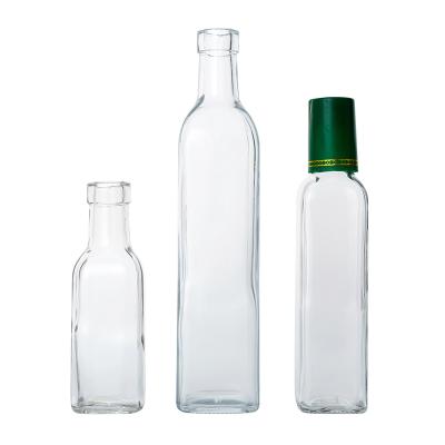 China Hot Selling Cooking Oil Glass Bottle With Lids Factory Custom Flint 100ml 250ml 500ml 1000ml Edible Oil Glass Bottle for sale