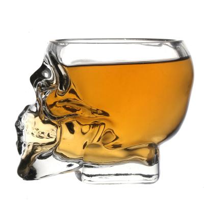 China Beverage Customized Clear Skull Shaped Glass Mugs 50ml 80ml 150ml 300ml For Beverage Beer Wine Liquor for sale