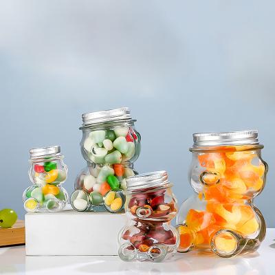 China Food Customized Bear Shaped Unique Style Candy Glass Jars 160ml 300ml Food Storage Glass Jars Wholesale for sale