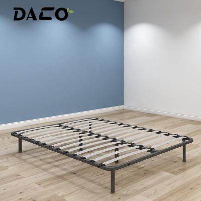 China Portable Cheap Home Queen Size Iron Bedroom Foldable Knocked Down Metal Flat Bed Frame for sale