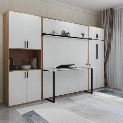 China Cheaper And Smart Foldable Space Saving Furniture Vertical Tilting Flat Smart Wall Murphy Bed With Double Desk for sale