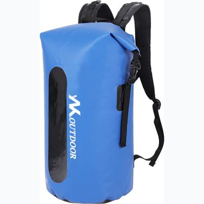 China Low Price 35L Outdoor Waterproof Activity Backpack, Lightweight Roll-Up Office Dry Bag Backpack for Hiking, Kayaking, Boating, Fishing Black/Blue for sale