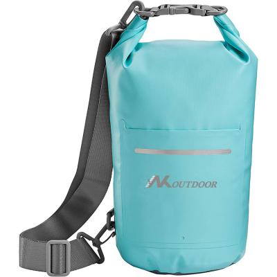 China Outdoor Activity Low Price 20L Waterproof 500D PVC Floating Dry Bag With Exterior Zippered Pouch For Swimming for sale