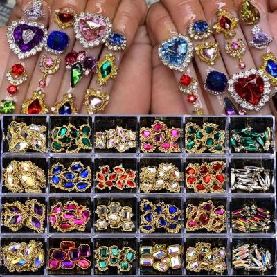 China high quality fashionable luxury kawaii nail brand zircon logo 3D metal decoration designer nail crystal charms rhinestones for sale