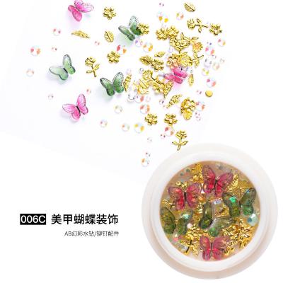 China Hot Sales Trendy 3D Mixed Resin Butterfly Nail Charm DIY Diamond Alloy Nail Art Decoration Accessories Butterfly Nail Designs for sale