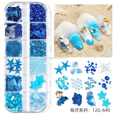 China Trendy Summer Nail Charms Real Starfish Studs Decorations 3D Glitter Sea Shells Beads Natural Starfish Conch Summer Nail Art for sale