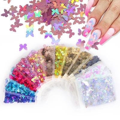 China Newest Hot Fashionable DIY Amazon Nail Art Decoration Opening Holographic 3D 5mm Butterfly Nail Glitter Sparkle Stickers Nail Glitter for sale