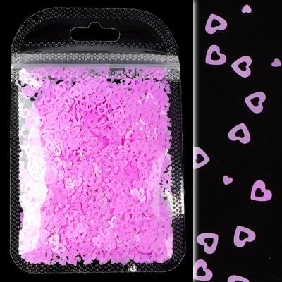 China Hollow-out Fashionable Rose Heart Design Laser Glitter Chunky Sequin Heart Holographic Nail Stickers For Valentine's Day Nail Decoration for sale