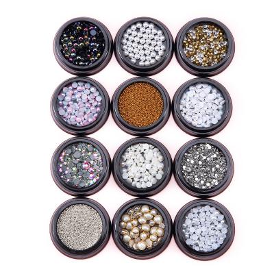 China Trendy Nail Crystal Stones Bead Nail Art Rhinestones Charms Crystal Diamond AB Nail Box for sale