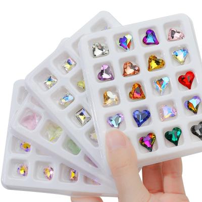 China New Trendy 20pcs/box Big Nail Special Shaped Stones Like Heart Nail Diamond Pointed Bottom Fake Stone For Nail Art Decoration for sale