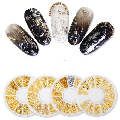 China Trendy Fashion Gold Ocean Studs Sea Starfish Shell Turtle Slice Flakes Wheels Charms Nail Accessories 3d Nail Metal Decoration for sale