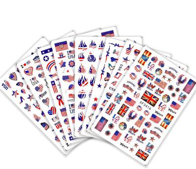 China Fashionable America Independence Day USA National Flag Flame Star Butterfly Lips Nail Art Decals Gel Nail Sticker For Supply for sale