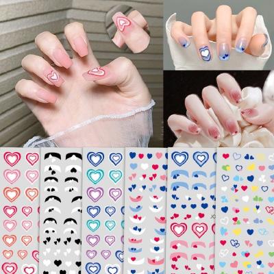 China New fashionable summer color heart sticker valentine soft light mixed cavity love 3d nail art adhesive stickers for sale