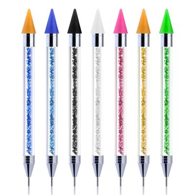 China Fashionable Professional Nail Art Pen Drill Design Art Pencil Rhinestones Dotting Picker Pick Nail Wax Crystal Pen For Nail Salon for sale