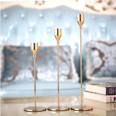 China Beautiful Modern Attractive Tall Candlestick Holder Gold Dinner Candle Holder 2021 For Wedding Home Decorative for sale