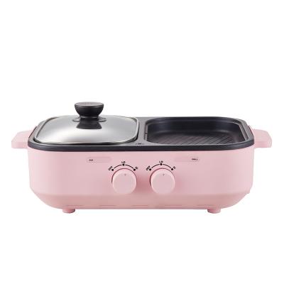 China Hotel 2 in 1 Multifunctional Electric Hot Pot Bakeware Barbecue Machine Frying Pan Dual Temperature Control for sale