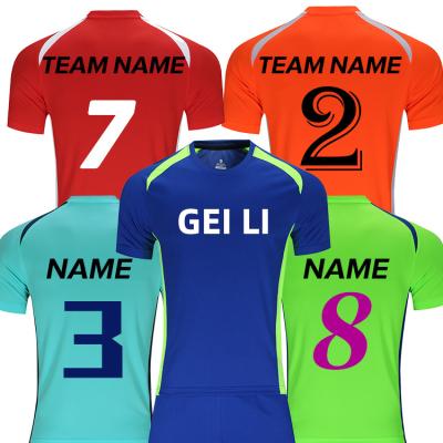 China Soak Up And Wick Away Sweat Best Simple Set Of Cheap Mens Retro Football Kids Blue/Green/White Custom Customization Jerseys Soccer Shirt Kits for sale