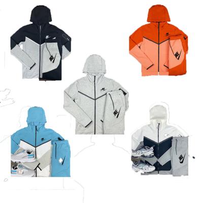 China Breathable Custom Logo Mens Polyester Tech Fleece Tracksuit Women Full Zip Up Hoodies Two Pieces Teams Sweatsuit Set Mens Jogger Tracksuit for sale