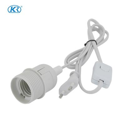 China Screw Eu Plug VDE 1.8m/3m/5m Customize Power Cord Cable Lamp Bases Socket With Switch E27 Hanglamp 2.5A 250V for sale