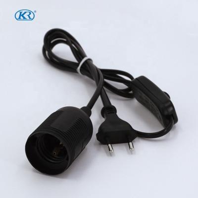 China Home appliance Kr e27 lamp holder power cord with switch plug 2.5A 250V EU standard VDE wire customization for sale