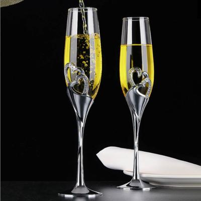 China No Bubble Factory Price Champagne Glass Thin Stem Crystal Hand Swollen Champagne Flutes for sale