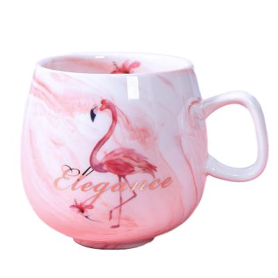 China Flamingo Marble Stocked Coffee Mugs Cute Cat Foot Ins Ceramic Coffee Cup Travel Mug 72*85mm H1215 for sale